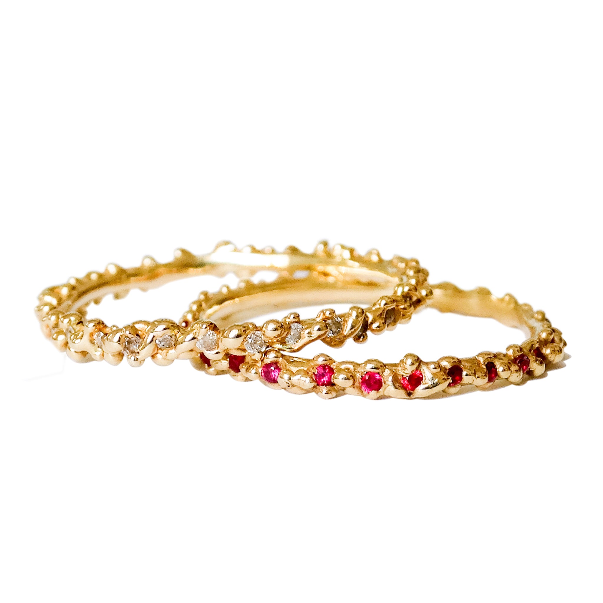 Seeded Ring Cast in 9ct Solid Gold with Diamonds